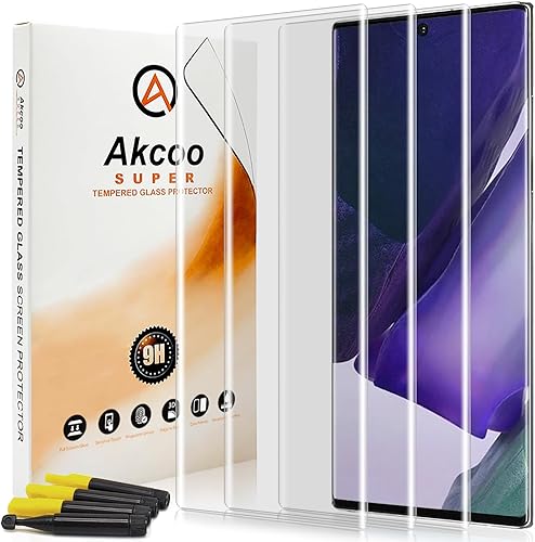 Protector de pantalla para Galaxy Note 20 Ultra, vidrio templado UV paquete de 3, cobertura completa de borde a borde, reparación de arañazos, tacto
