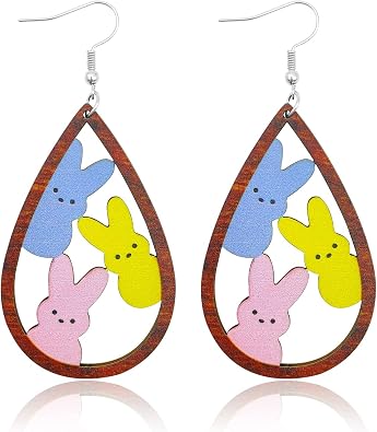 Easter Earrings for Women Easter Bunny Earrings Easter Eggs Rabbit Carrot Earrings Acrylic Easter Dangle Drop Earrings Easter Jewelry Gifts