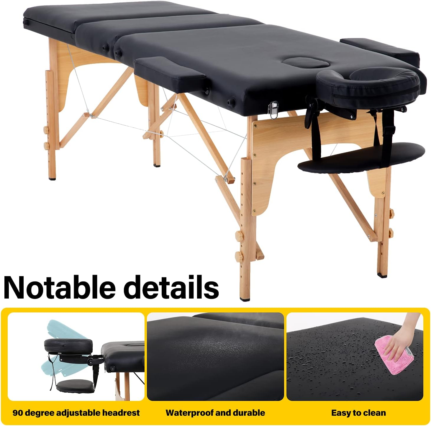 BestMassage Massage Bed Portable Massage Table 24 inch Wide Lash Bed Height Adjustable 3 Folding Spa Table with Non-Woven Bag for Spa Footmassage Facial CareSpa Tattoo