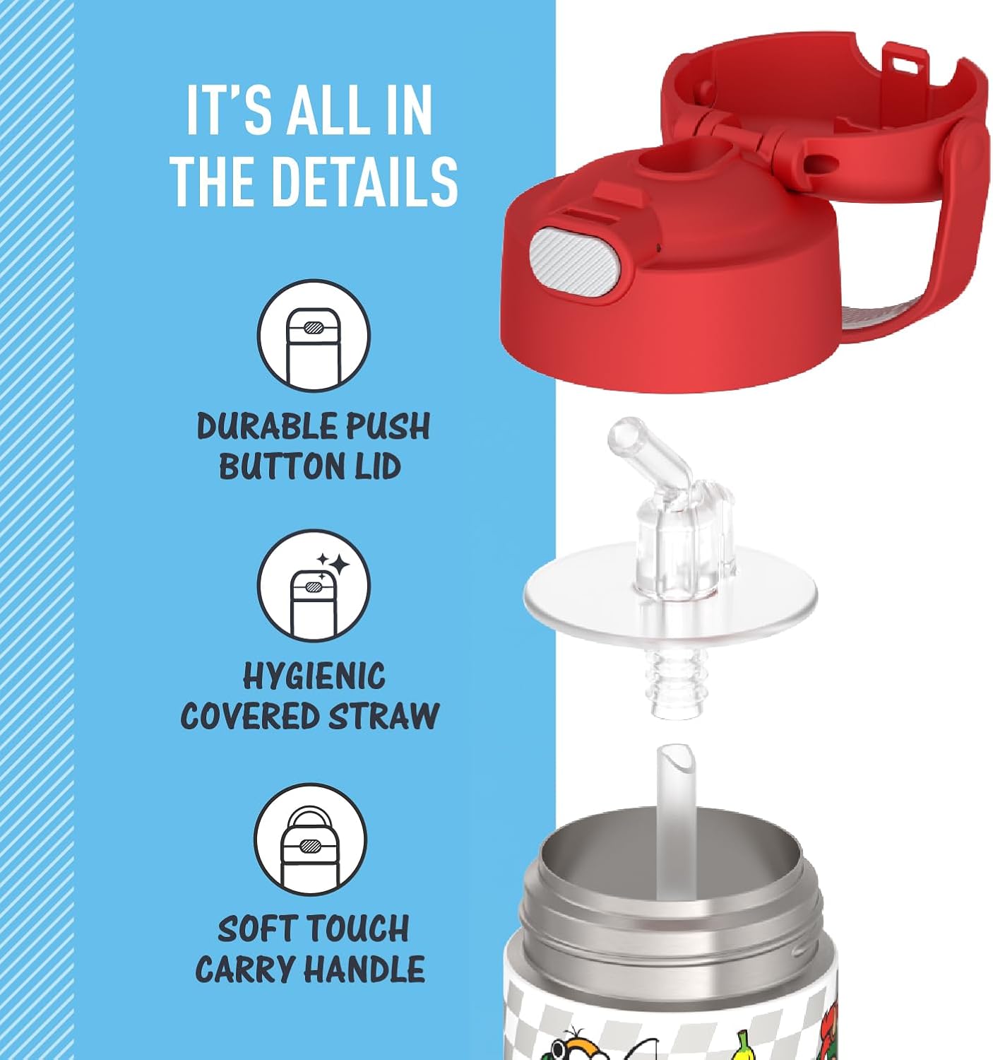 410mL Stainless Steel Licensed FUNtainer® Bottle, Mario, 14 oz