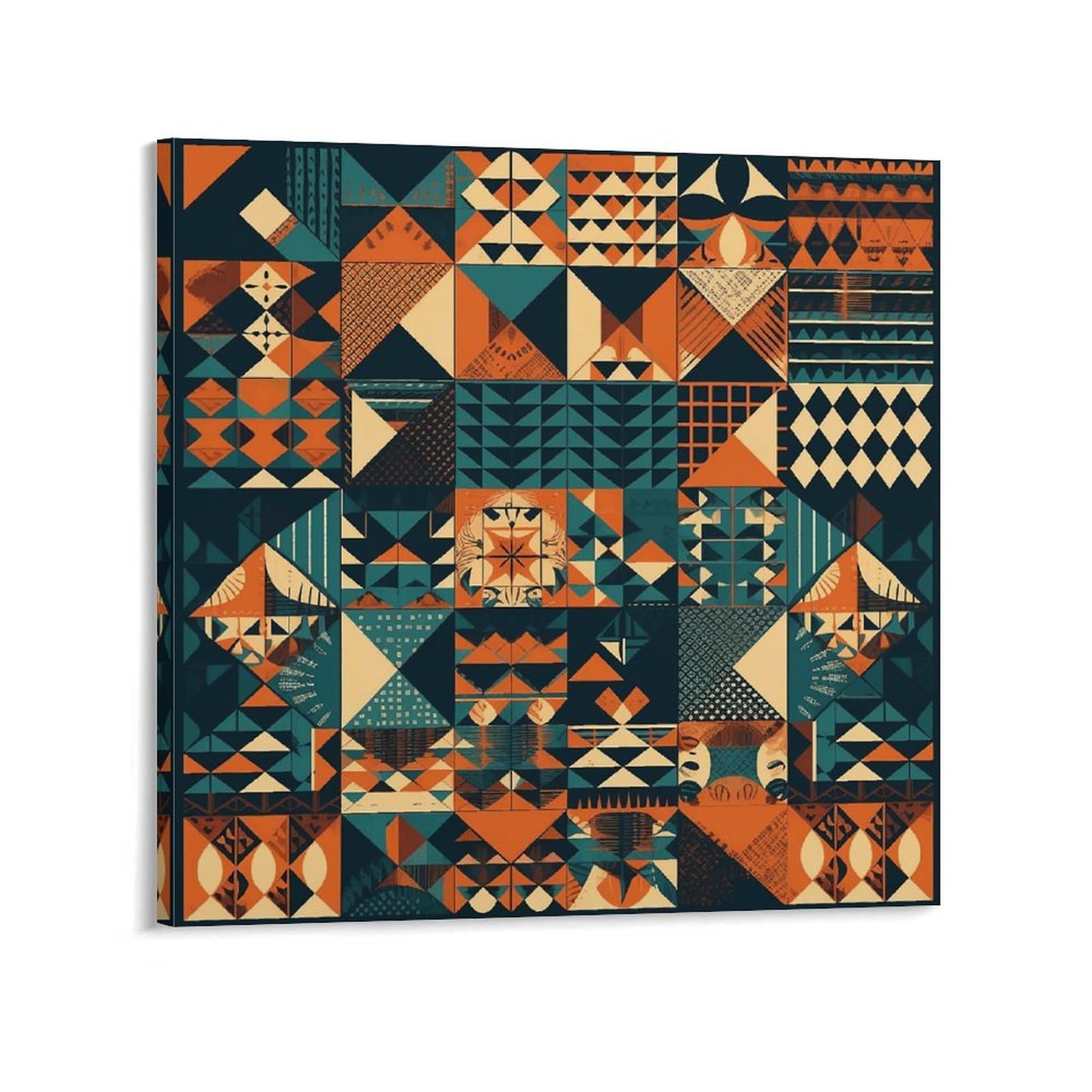 KLOPH Colorful Tribal Pattern Canvas Wall Art for Living Room 10x10inch Modern Artwork Painting for Bathroom Hanging Canvas Prints Aesthetic Wallart for Bedroom Kitchen Office Wall Decor