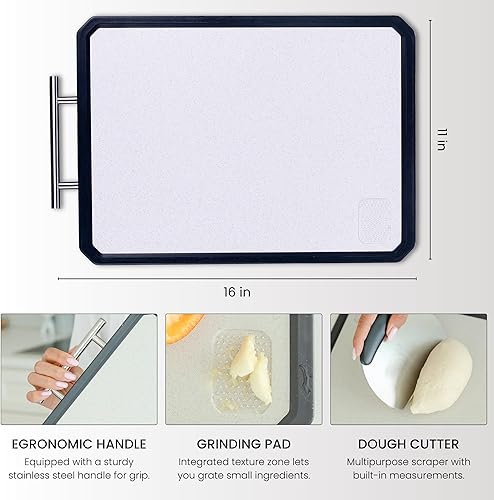 Miniatura 4 de PurpleDove Juego de tablas de cortar de doble cara grande Tablas de cortar de acero inoxidable SS304  Resistente a las manchas, no porosas  Tabla de
