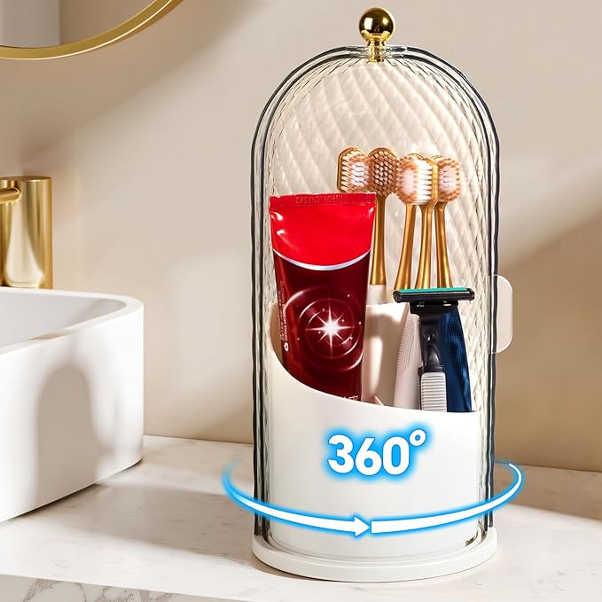 Amazon.com: Banafich 3 Slots Toothbrush Holders with Lid, Rotating ...