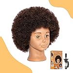 headdoll Mannequin Head Human Hair African Mannequin Head with 100% Human Hair Manikin Doll Head for Hair Styling with Cute appearance and embed Curly Cosmetology Manican Mannequins Heads with Stand