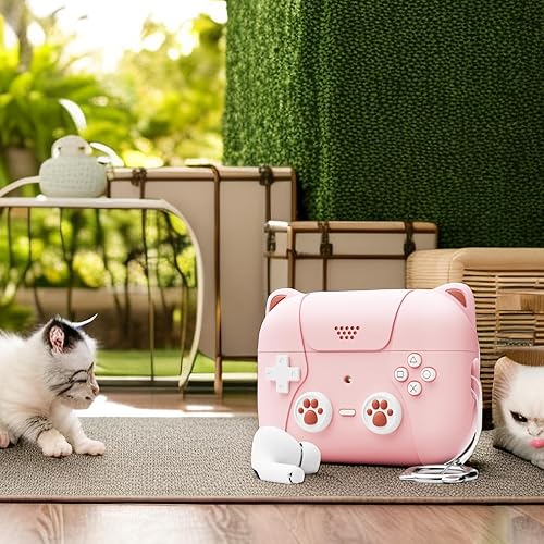 Miniatura 2 de Fengshuo Funda para AirPods Pro de 21 generación, estilo de juego, funda protectora de silicona suave para Apple AirPods Pro Case 202320222019-Rosa