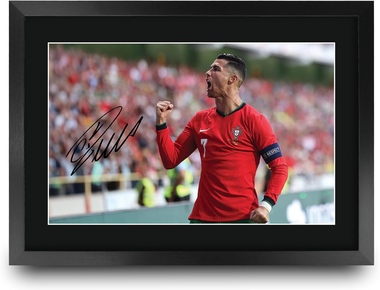 HWC Trading Cristiano Ronaldo Portugal 16 x 12 inch (A3) Printed Gifts Signed Autograph Picture for Football Fans and Supporters - 16" x 12" Framed
