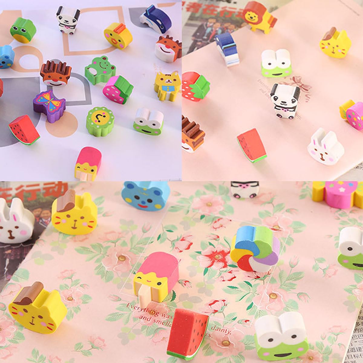Set 50 Gomme Da Cancellare Divertenti Per Bambini - Mini Gomme A Forma Di Animali E Personaggi, Regalo Per Feste E Scuola