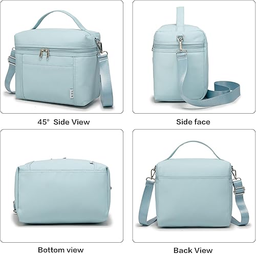 Miniatura 6 de NOL Natural Organic Lifestyle Loncheras aisladas para mujer, bolsa enfriadora, ligera, de nailon, impermeable, para el trabajo (azul claro, mediano