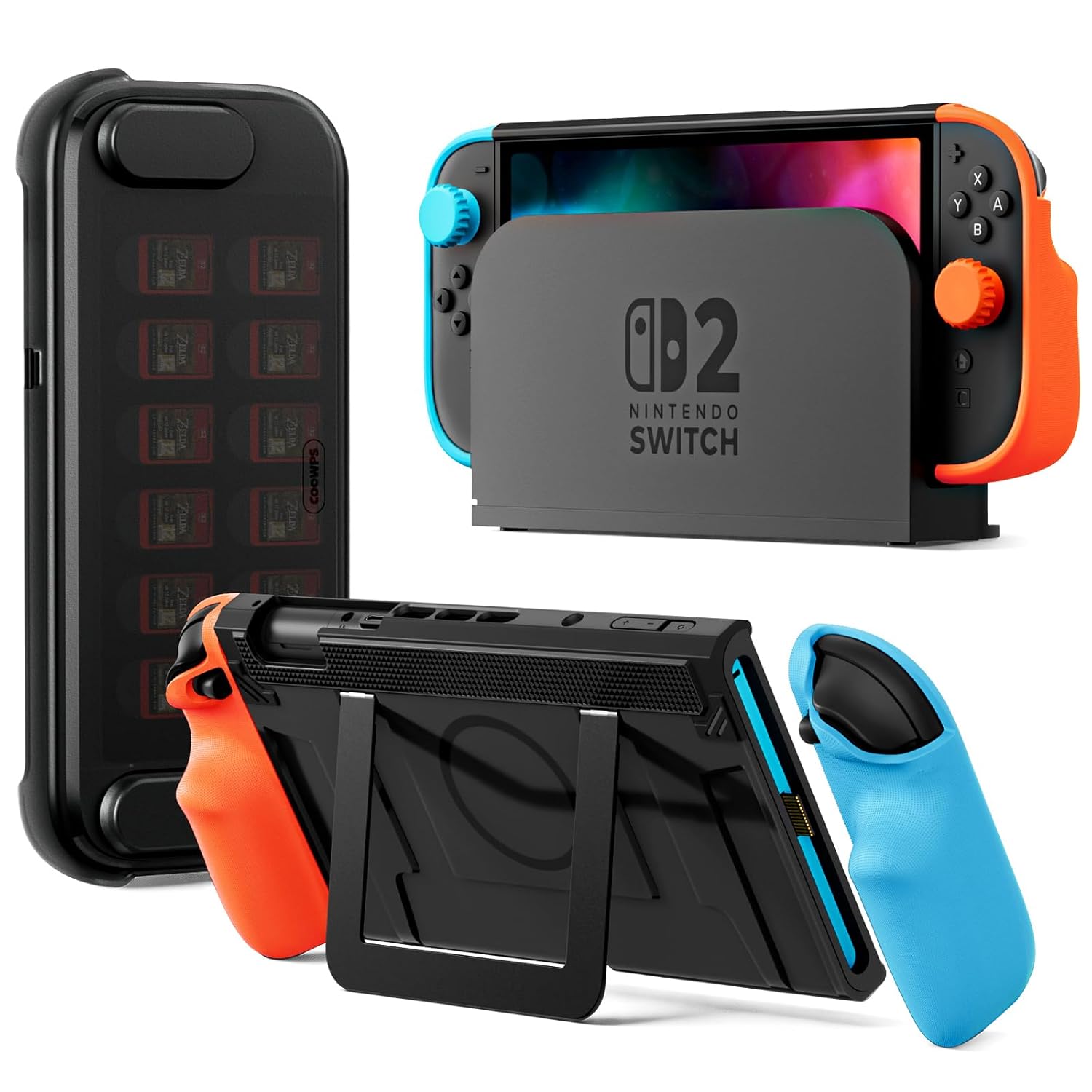 COOWPS P2 2026 Latest Upgrade Split Grip Case for Nintendo Switch 2, Mouse Mode Patent Innovative Design Comfort Ergonomic Grips, Enhance Gaming Experience, Anti-slip Sweatproof, Green and Purple