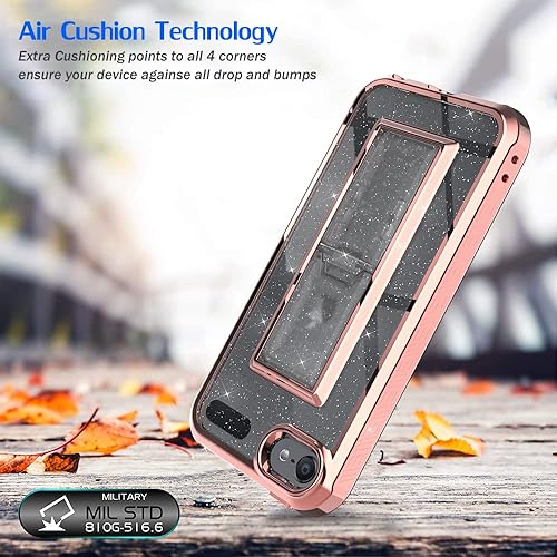 Miniatura 4 de Funda para iPod Touch de 7 generación con protector de pantalla integrado, resistente y delgado, a prueba de golpes, diseño chapado en oro rosa