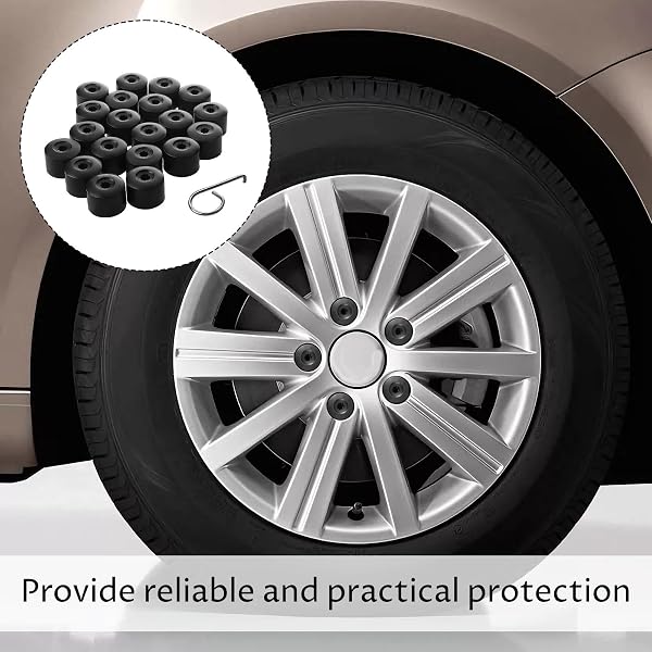 Cache Ecrou, 21 pièces Cache Ecrou 17mm, Cache Moyeu Vw, Cache Moyeu pour Volkswagen, Capuchons De Vis De Roue, Comprend les outils de démontage, compatible avec les véhicules pour Volkswagen (noir) - 5