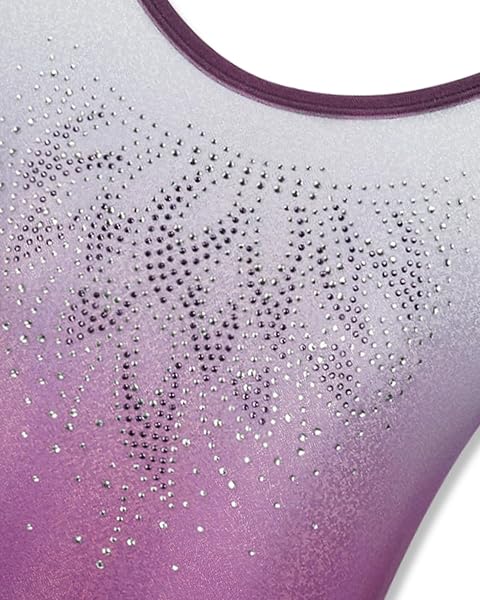 Gogokids Ensemble de Gymnastique Trois Pièces pour Filles, Justaucorps Sans Manches avec Shorts et Bandeau, Tenue de Gymnastique avec Design de Couleur Scintillants Dégradée pour 3 à 12 Ans - 2