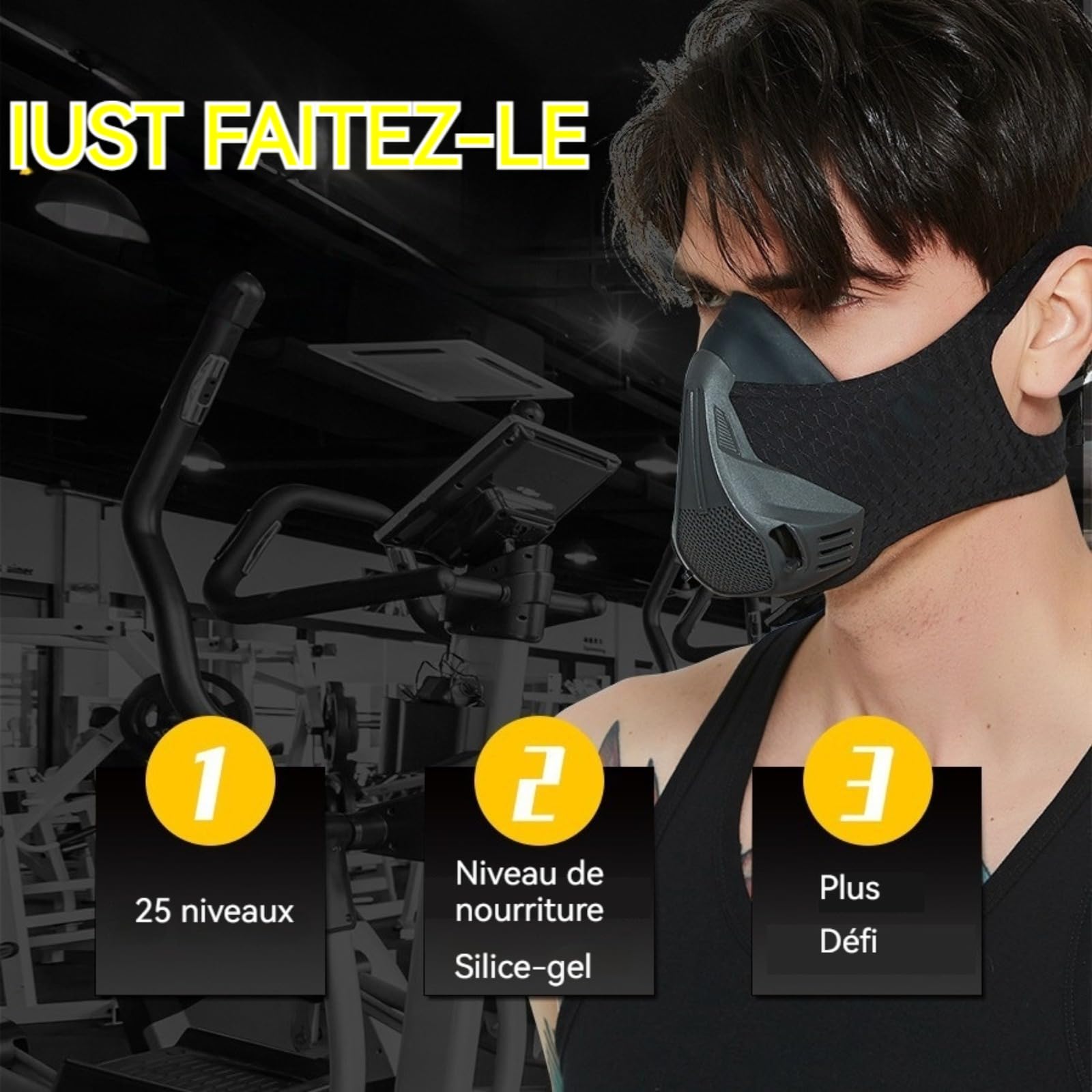 Générique Simulateur de Haute Altitude d'entraînement Masque pour Tous Les Sports intensifs et de Fitness - (25 Niveaux réglables) S/M/L