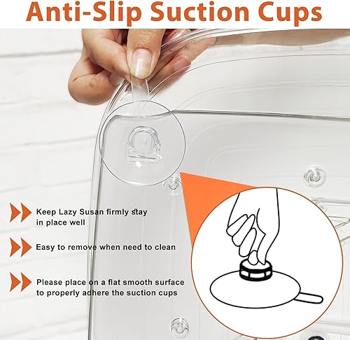 Miniatura 6 de Organizador cuadrado Lazy Susan para refrigerador - Organizador rectangular para nevera, organizador de refrigerador Lazy Susan, rotación de 360 y