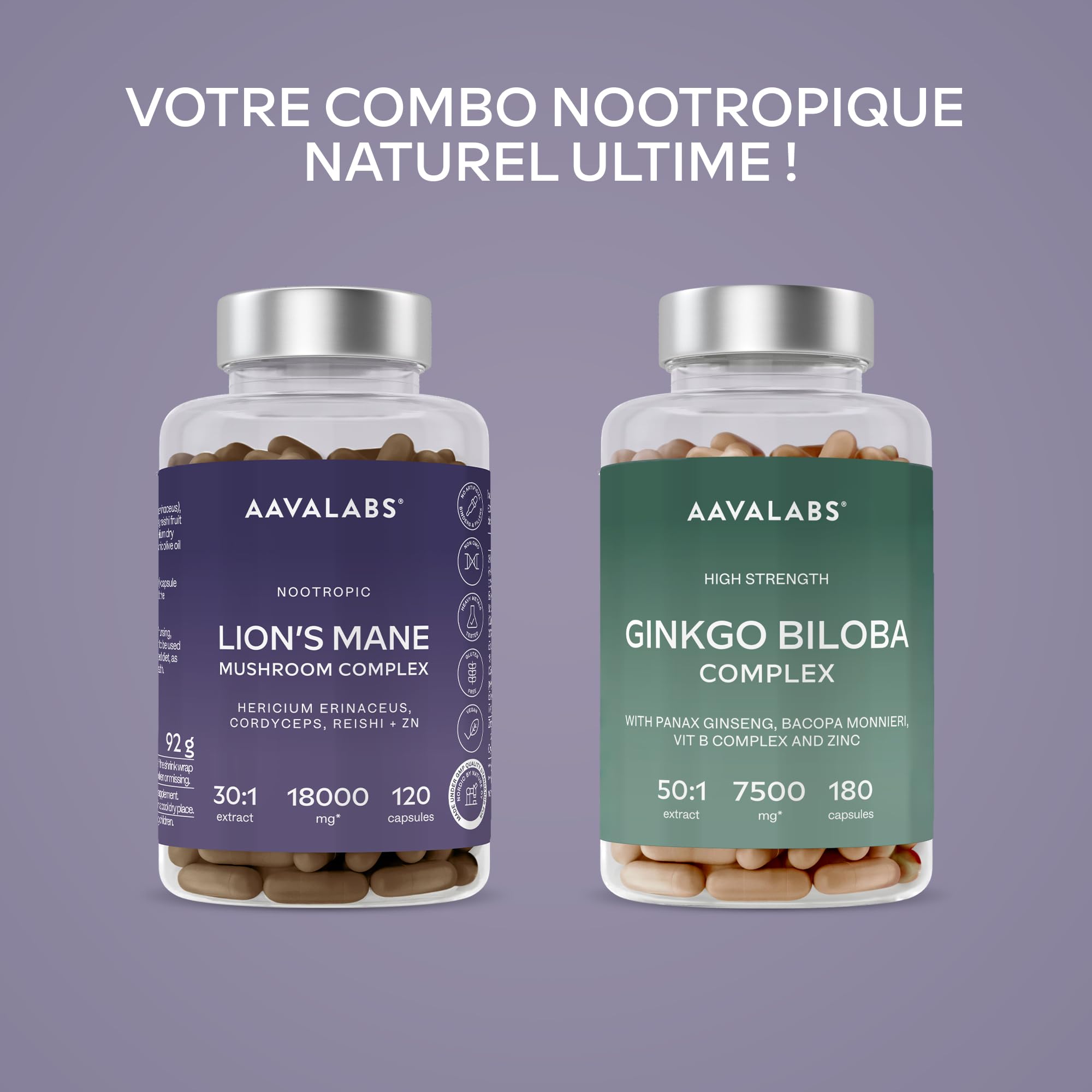Lions Mane 18000mg 30:1 avec Cordyceps Sinensis, Reishi Ganoderma et Zinc | Criniere de Lion Champignon Hericium Erinaceus Nootropique Puissant Memoire et Concentration Mushroom Complex - 120 Gelules