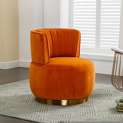 Miniatura 5 de Silla giratoria de terciopelo, sillón giratorio tapizado de 360 grados, moderno y cómodo sillón redondo para sala de estar pequeña, dormitorio,