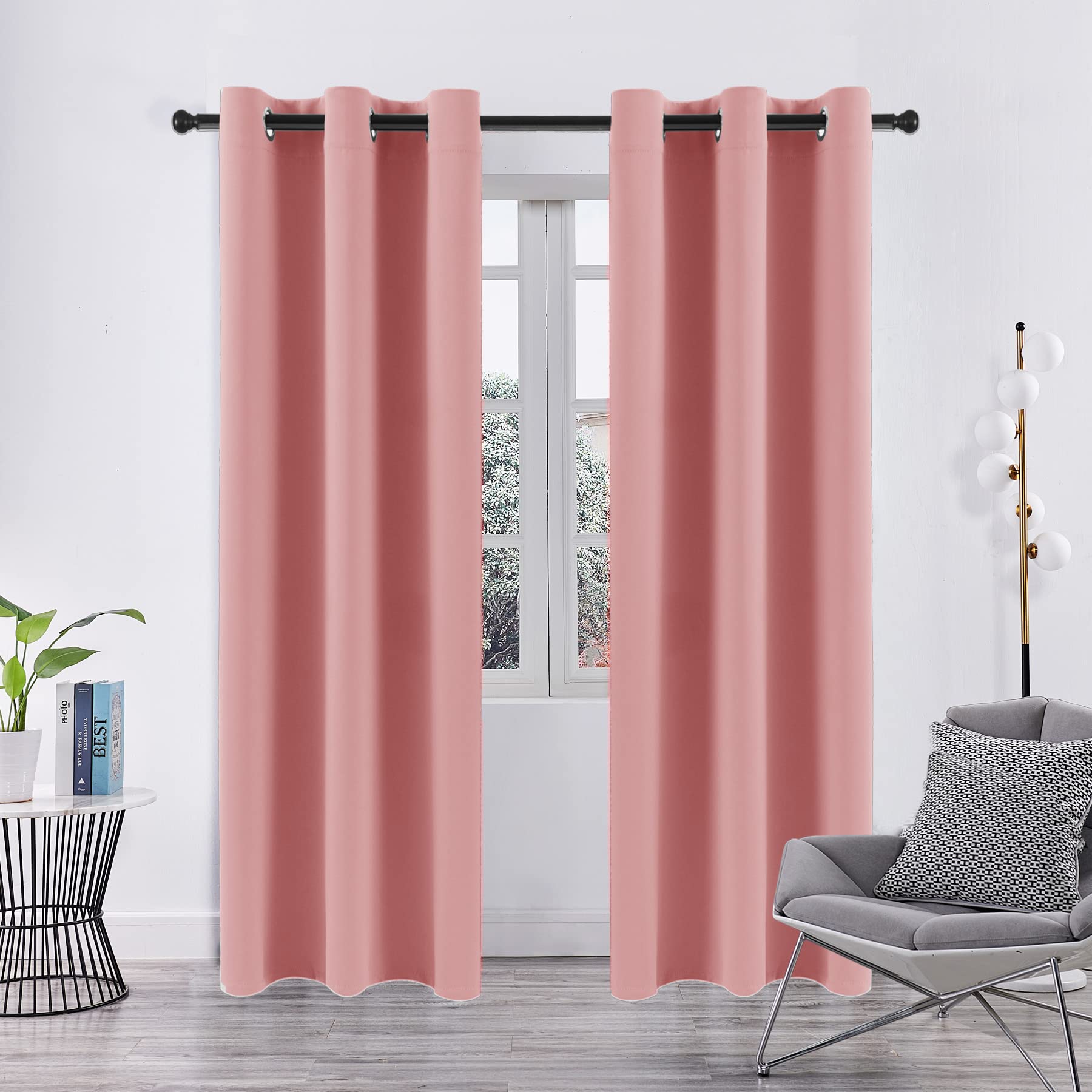 Rideaux occultants roses thermiques et anti-bruit pour chambre