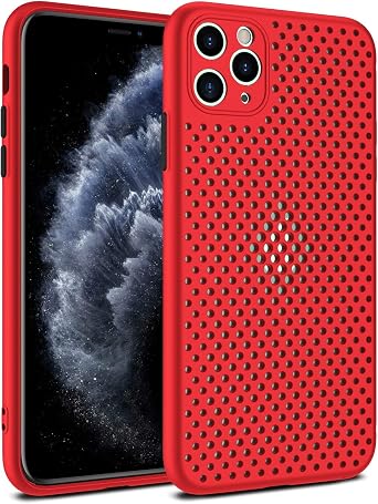 Heat Dissipation Phone Case, New Breathable Hollow Cellular Hole Heat Dissipation Case Full Back Camera Lens Protection Ultra Slim TPU Case Cover Red, Compatible with iPhone Xs Max