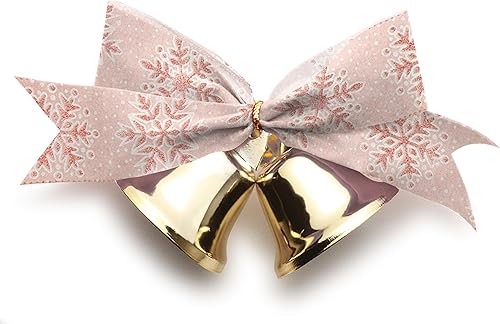 Miniatura 4 de 2 rollos de cinta de Navidad para lazos de corona, regalos, cinta de copo de nieve de oro rosa con purpurina para envolver regalos, suministros de