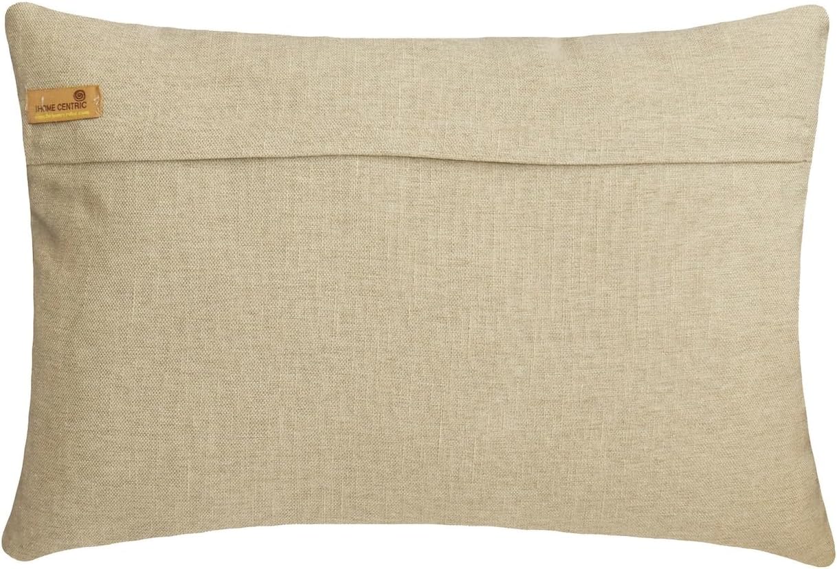 The HomeCentric Beige Luxury Lumbar Pillow Cover 12"x18" | Pack of 2 Boho Linen Blend Oblong Cushion Cover Floral | Pearl Embroidery Pillowcases for Bed, Couch & Sofa, Home Décor - Floral Dune