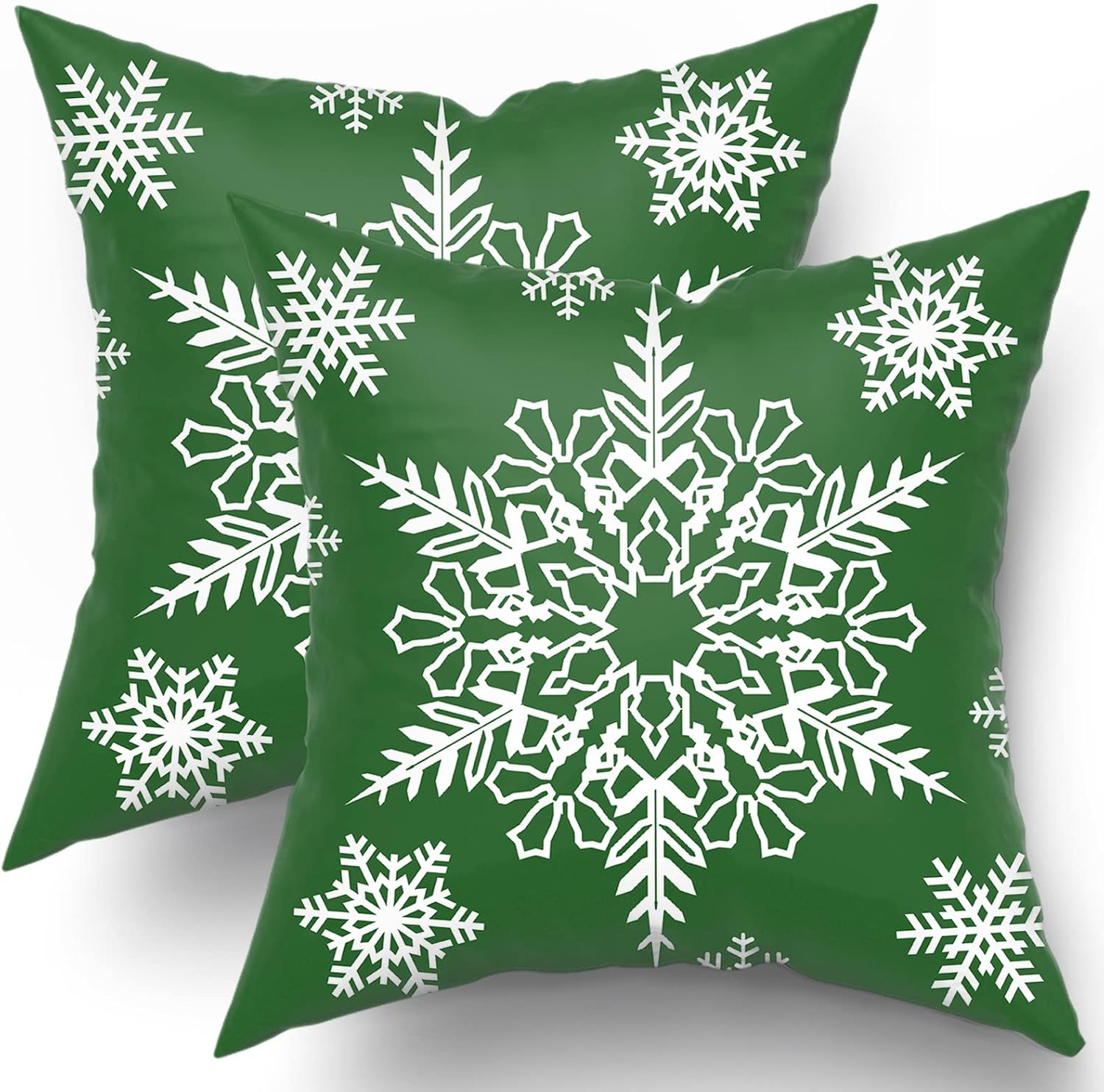 Christmas Green Pillow Covers 18X18 In Winter Snowflake Xmas Rustic Farmhouse Pillow