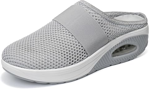 JOMIX Ortopedyczne buty damskie, buty zdrowotne, sandały, na lato, miękki obcas na koturnie, z zapięciem na rzepy, antypoślizgowe buty domowe