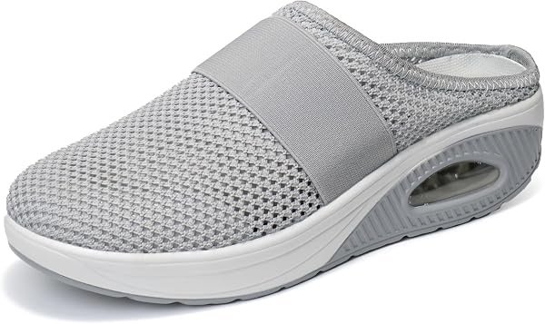 JOMIX Ortopedyczne buty damskie, buty zdrowotne, sandały, na lato, miękki obcas na koturnie, z zapięciem na rzepy, antypoślizgowe buty domowe