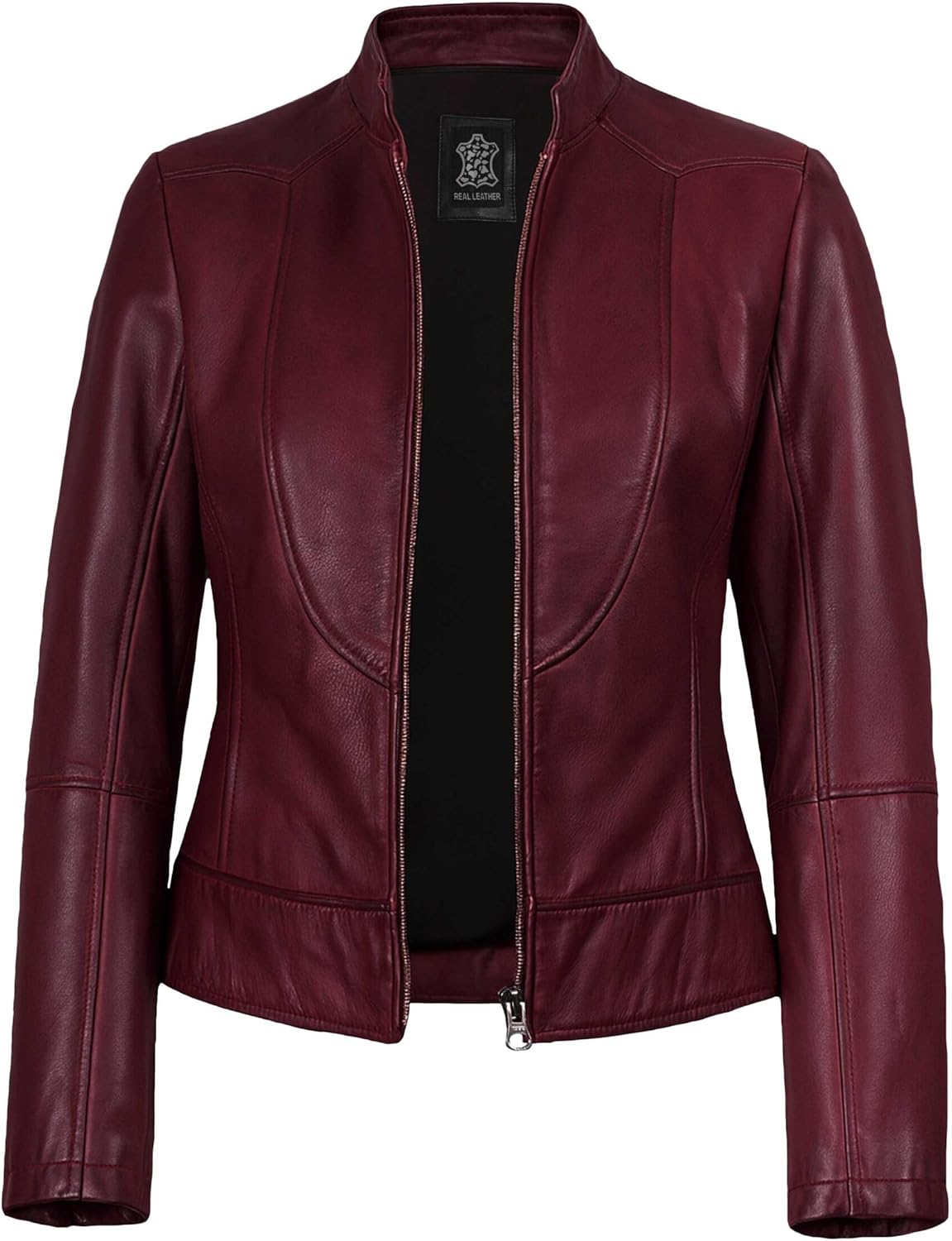 LIVEEVIL Womens Real Lambskin Leather Jacket - Stand Collar Style Motorcycle Leather Jackets for Women