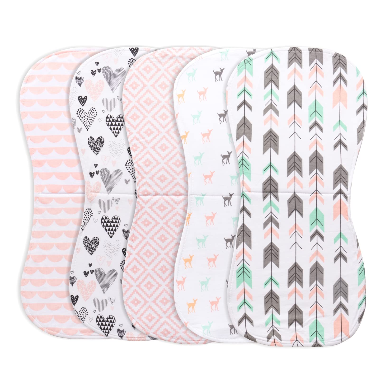 Juego de paños para eructos 100% algodón, absorbente y suave, toalla para recién nacidos y bebés, unisex, paquete de 5 (lleno de amor)