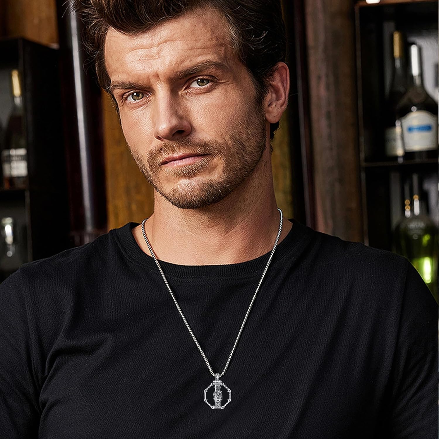 Saint Necklace 925 Sterling Silver St Necklace Amulet Pendant Jewelry Religious Gift for Men Women - Image 2