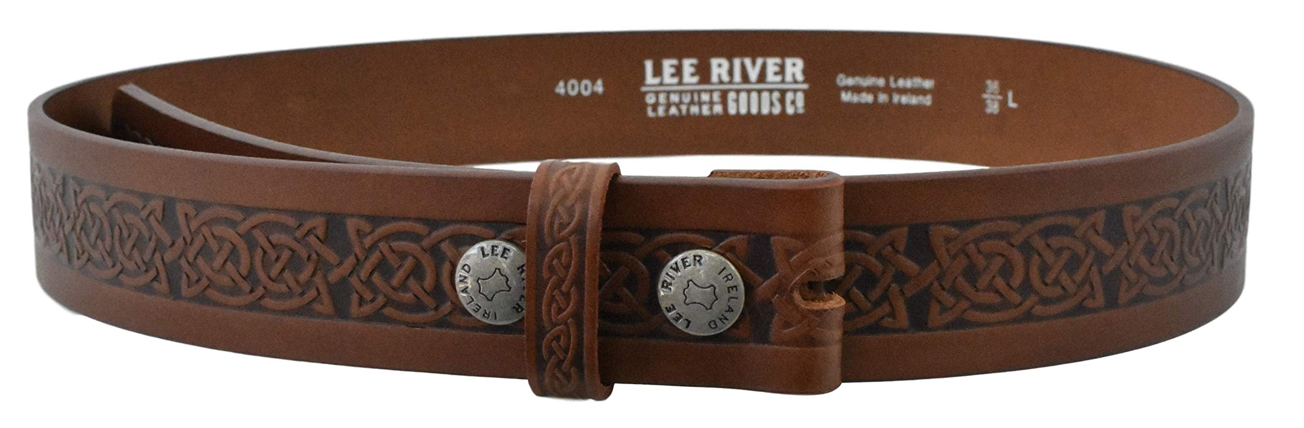 Lee River Goods CoMen's Brown Celtic Leather Belt Setanta BR - XX-Large (44-46), (Buckle not Included)