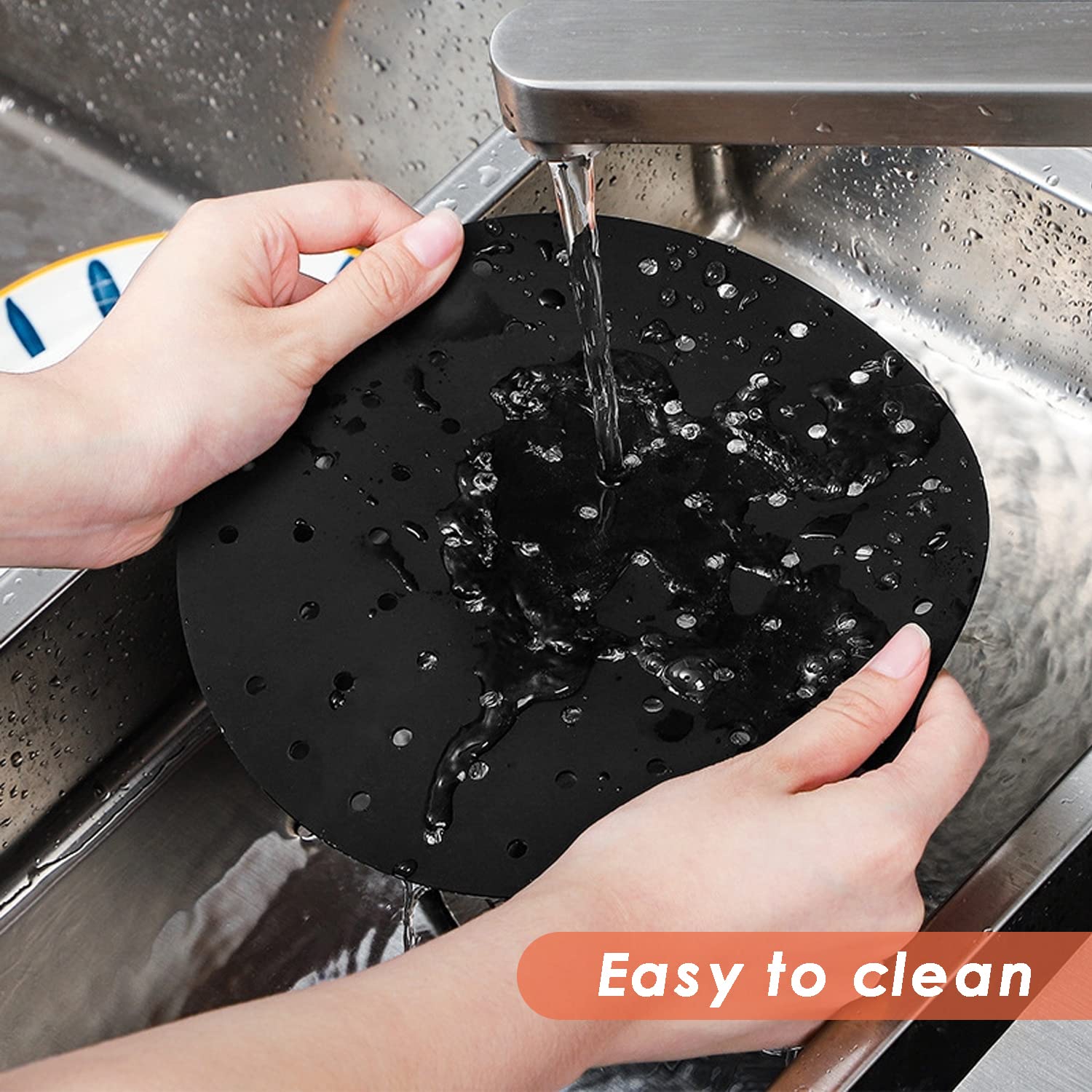 2 Tappetini In Silicone Quadrati Per Friggitrice Ad Aria - Riutilizzabili, Antiaderenti, Forati 21,5x21,5 Cm - 4