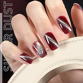 GAOY Cat Eye Gel Nail Polish, Glitter Holographic Nail Polish with Magnet, 16ml Reflective Translucent UV Gel for DIY at Home, 1138 Silver