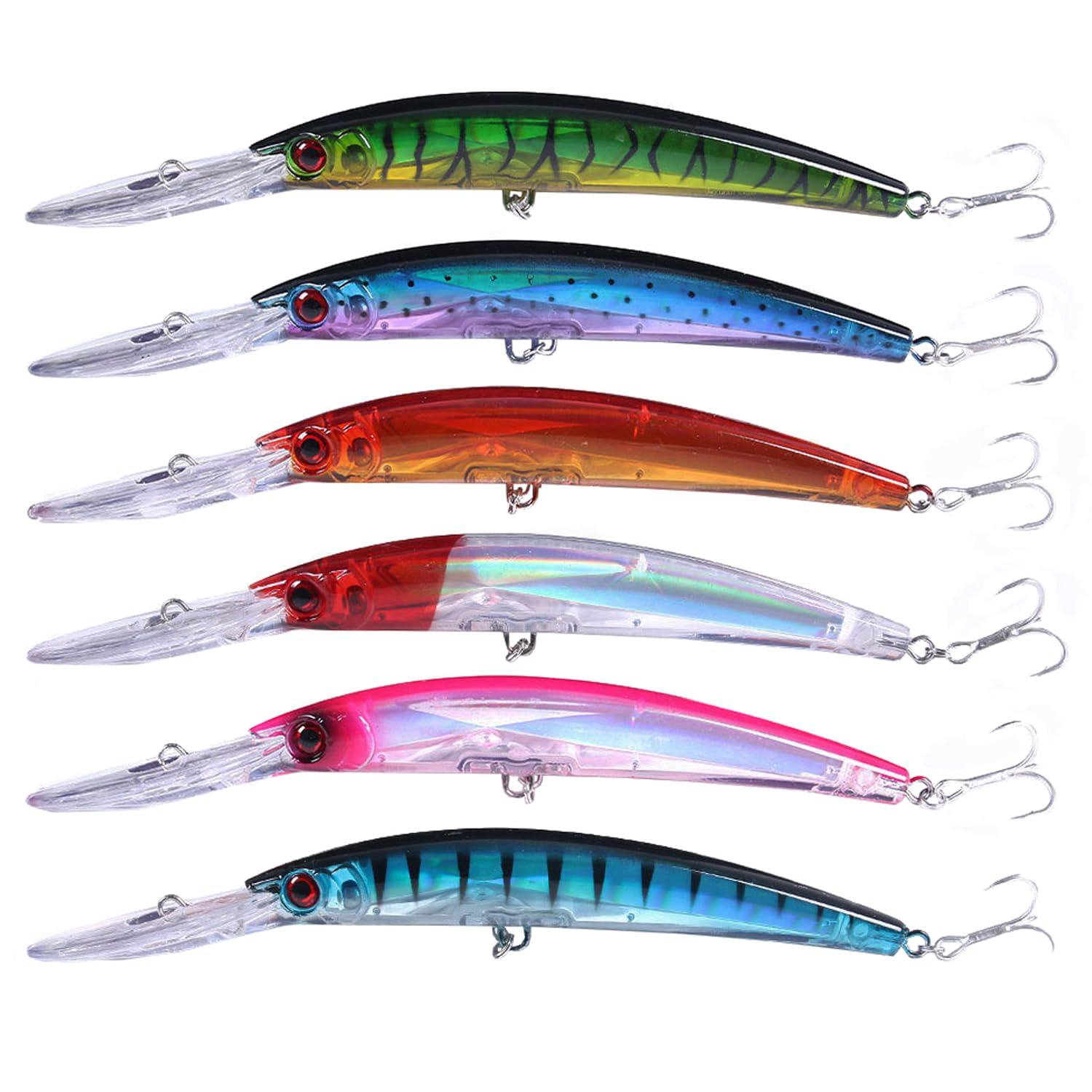 Esche in plastica morbida, confezione da 24 esche da nuoto con testa jig da 23,5 g, esche da paddle per la pesca al bass, kit di esche da pesca ganci, esche artificiali, esche per la pesca in mare (A)
