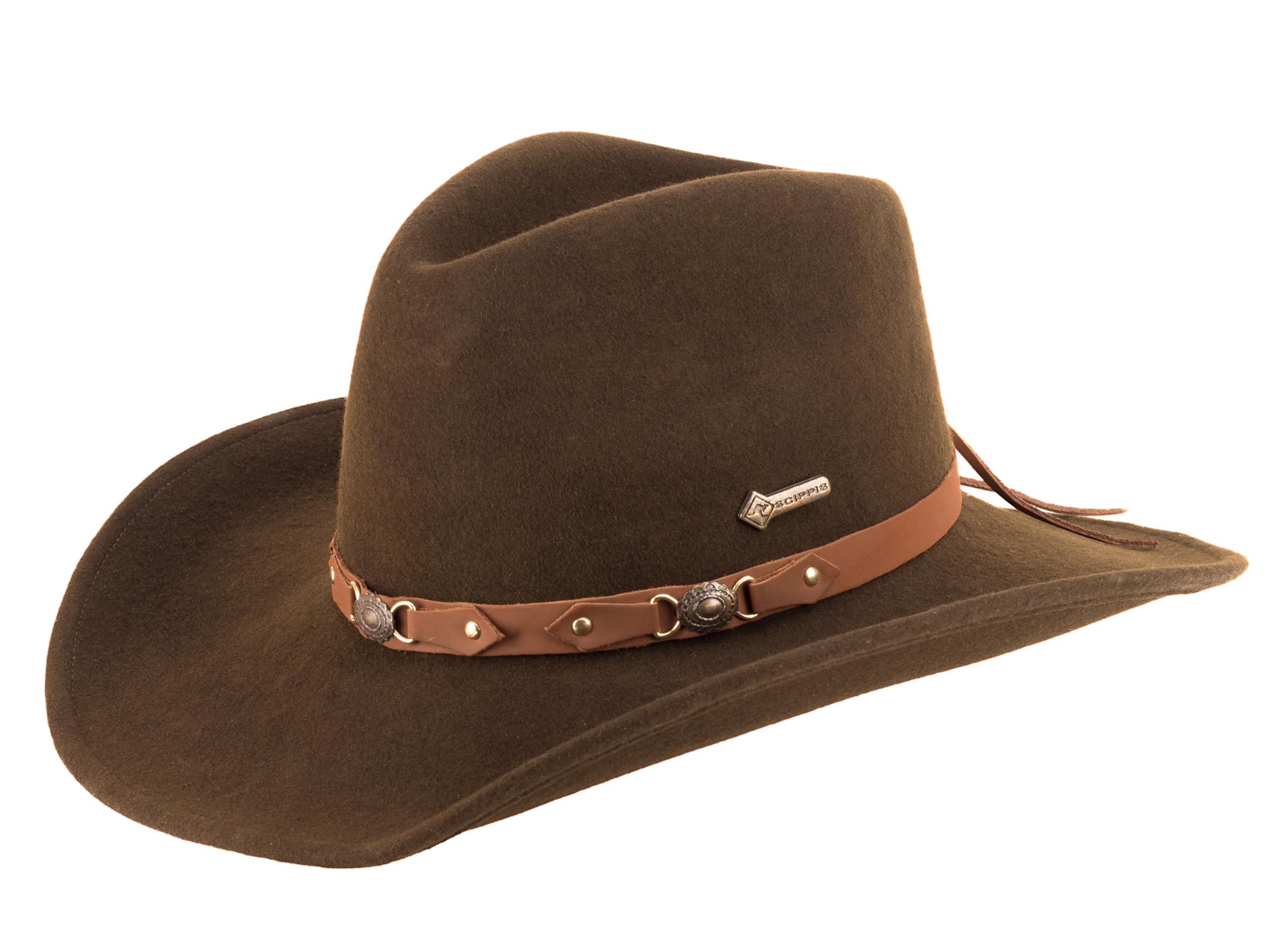 SCIPPIS Bandit Westernhut aus Wolle – Wasserabweisender Cowboyhut mit formbarer Drahtkrempe & Lederband – Unisex