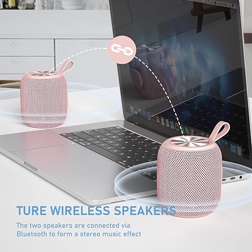 Miniatura 5 de Altavoces Bluetooth portátiles inalámbricos impermeables IPX7 Bluetooth 5.0 doble emparejamiento mini altavoz de ducha, sonido envolvente estéreo de