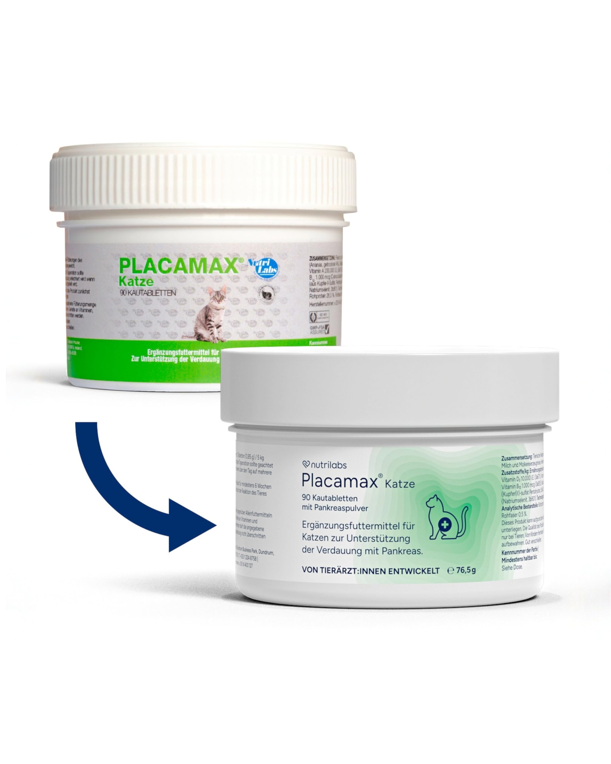 NutriLabs Placamax® Katzen-Tabletten 90 STK. - Gesundheitsprodukte - Verdauungstabletten - Nahrungsergänzung für Katzen - Ergänzungsfutter mit Pankreas-Pulver u.v.m.