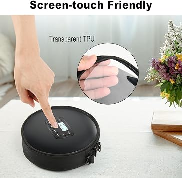 CD Player Case, 6 CD Player Storage Bag Disk player Case, with Adjustable Shoulder Strap Waist Band, CD Player Storage Bag with Transparent Window