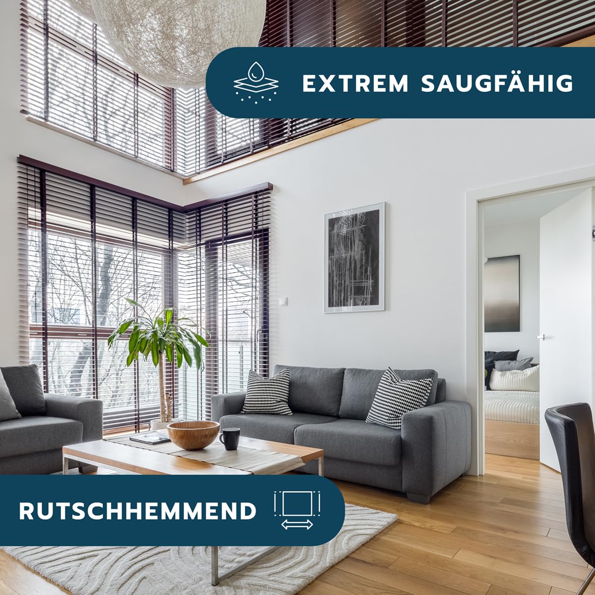 AQUILA Profi Malervlies 50m x 1m, 220 g/m², Kein Durchsickern, hochwertiges Abdeckvlies zum Streichen, Schutz für Böden & Möbel, rutsch- & reißfest, Made in Germany