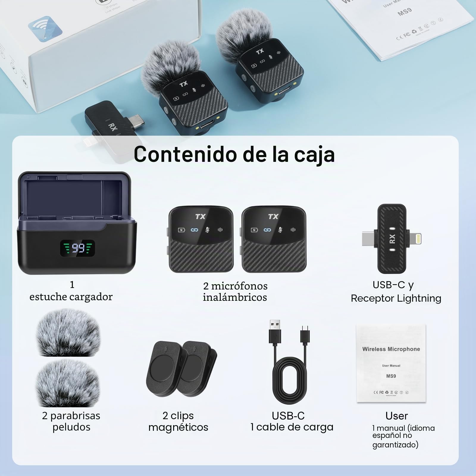 Mini micrófono Lavalier para iPhone/iPad/Android, mini micrófono Plug Play, reducción de ruido profesional, duración de 25 horas, micrófono inalámbrico Lavalier para vídeos, Vlog, YouTube, TikTok