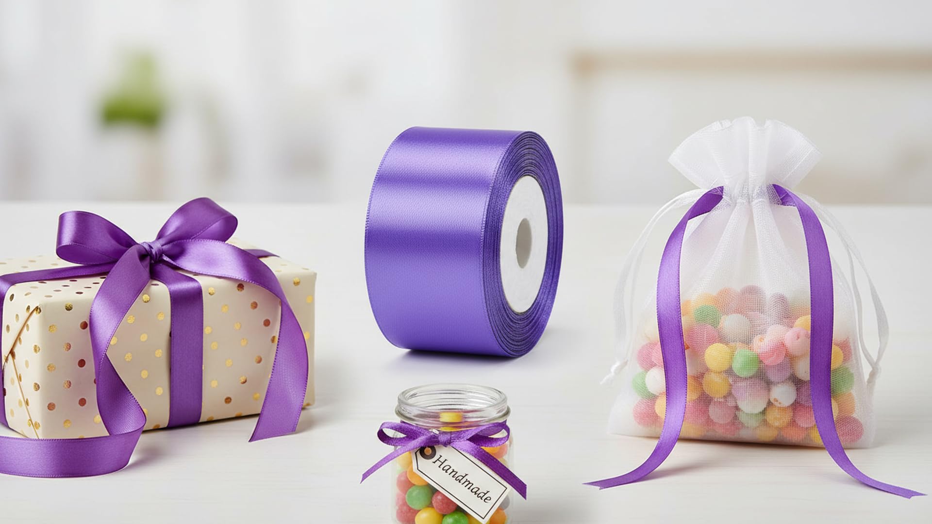 Finesse Satin Ribbon Decoration, Gift Wrapping, Multi-Purpose Use (Lavender, Size : 2 Inch, Packing : 22 Mtrs) 4