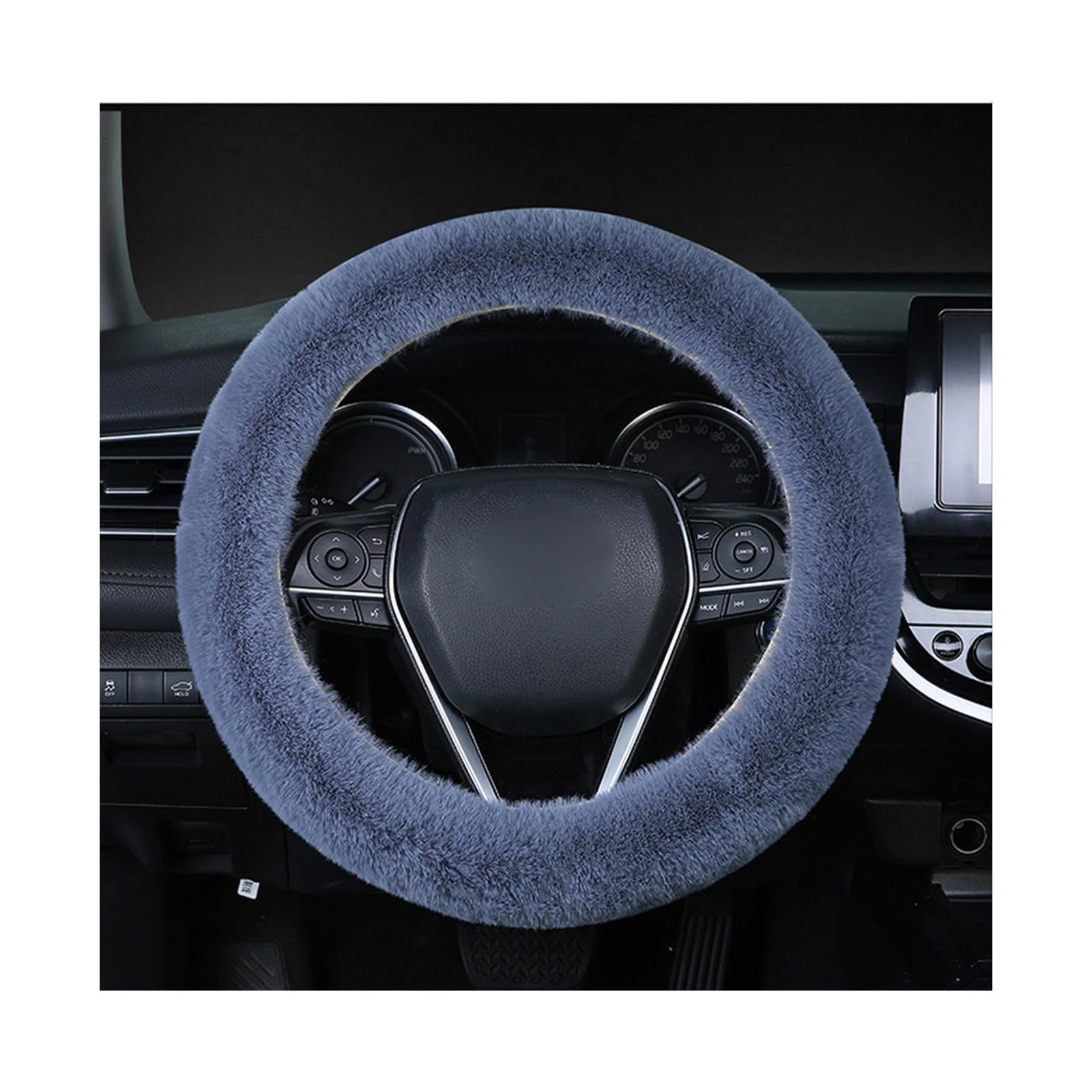 Ziciner Fuzzy Steering Wheel Cover, 15 inch Soft Wool Fur Steering Wheel Protector, Fluffy Wheel Covers for Winter Warm, Car Interior Decoration Accessories for Women Men (Grey)