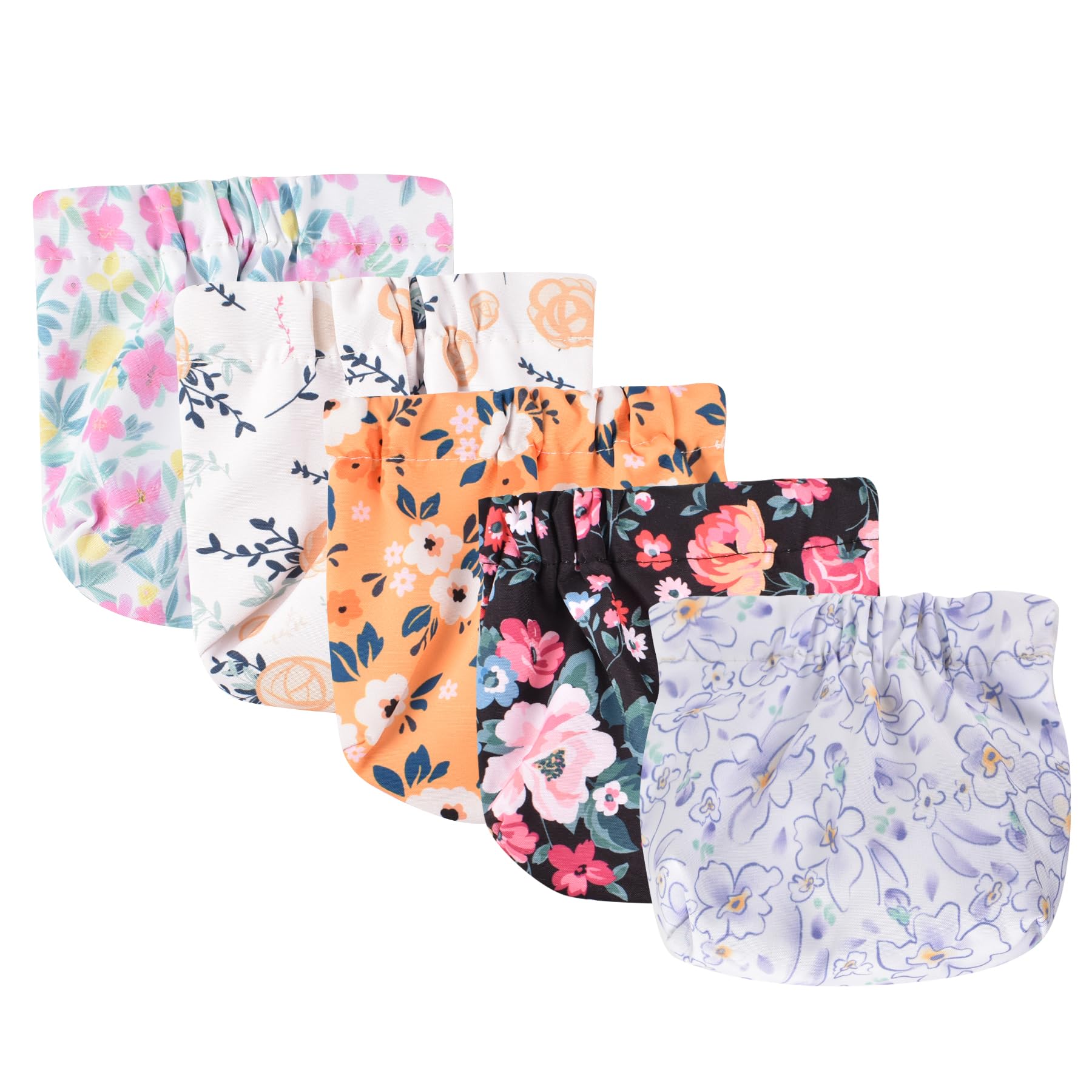 Redvigh Pocket Cosmetic Bag 5PCS, Small Pouch Bag Mini Shrapnel Makeup Bag Squeeze Top Coin Purse Waterproof Portable No Zipper Self-closing Pouch for