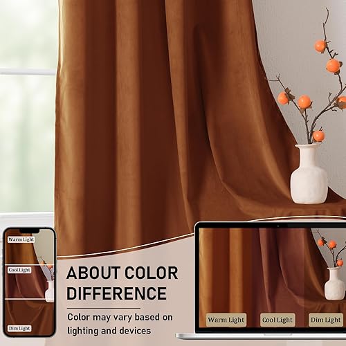 Miniatura 79 de Cortinas de terciopelo JIUZHEN, cortinas opacas suaves de terciopelo retro para dormitorio, cortinas elegantes con reducción de ruido y Rosa