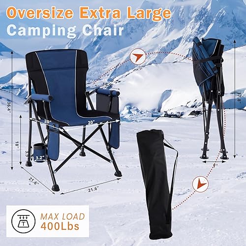 Miniatura 2 de Homcosan Silla de camping con calefacción para exteriores, sillas plegables con 3 niveles de calor para respaldo y asiento, sillas de césped
