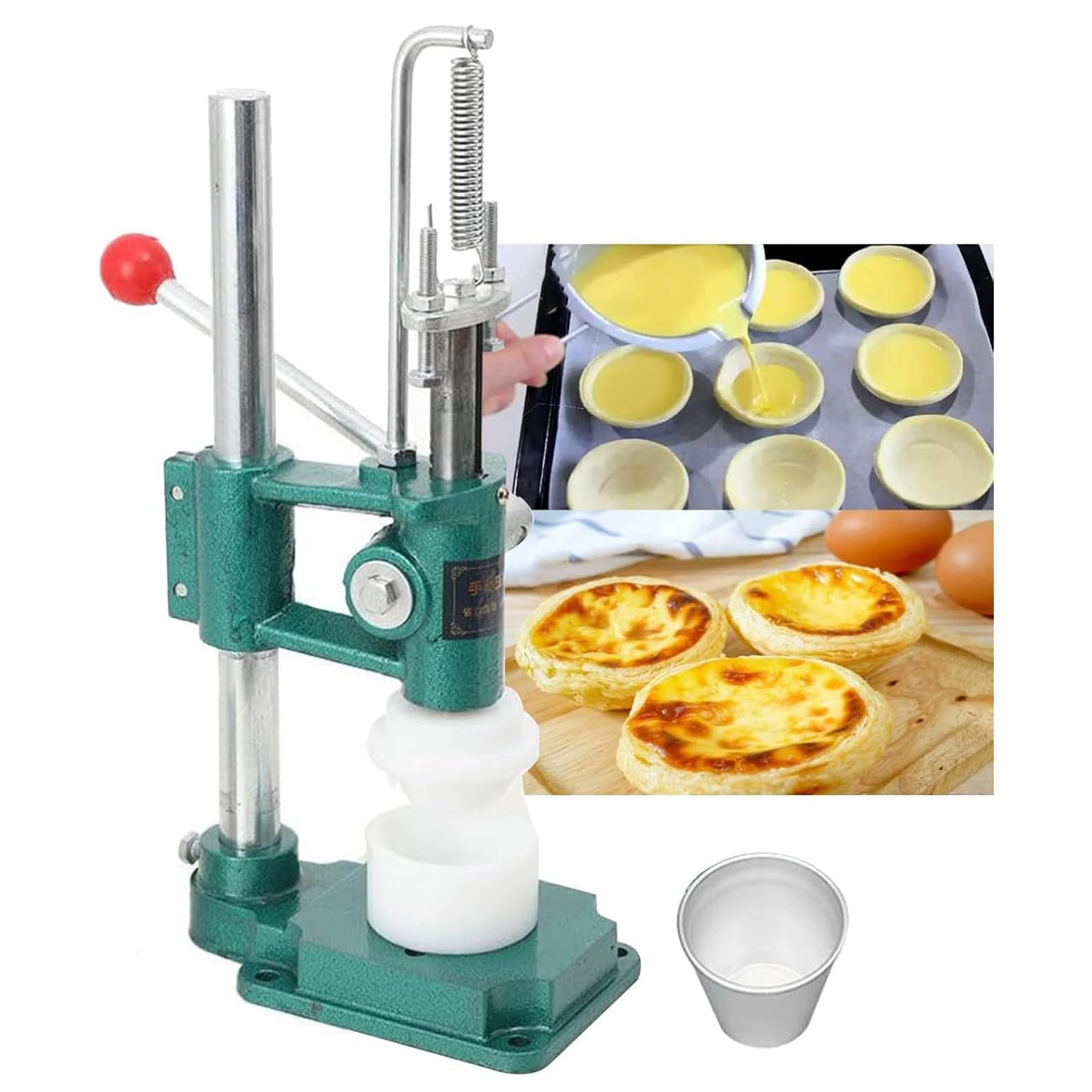 XNZJHPP Manual Egg Tart Press, Food-Grade Stainless Steel Tart Shell Maker, Commercial Baking Tool for Homemade Desserts, Durables Crust Press for Custard Tarts (SN6201)