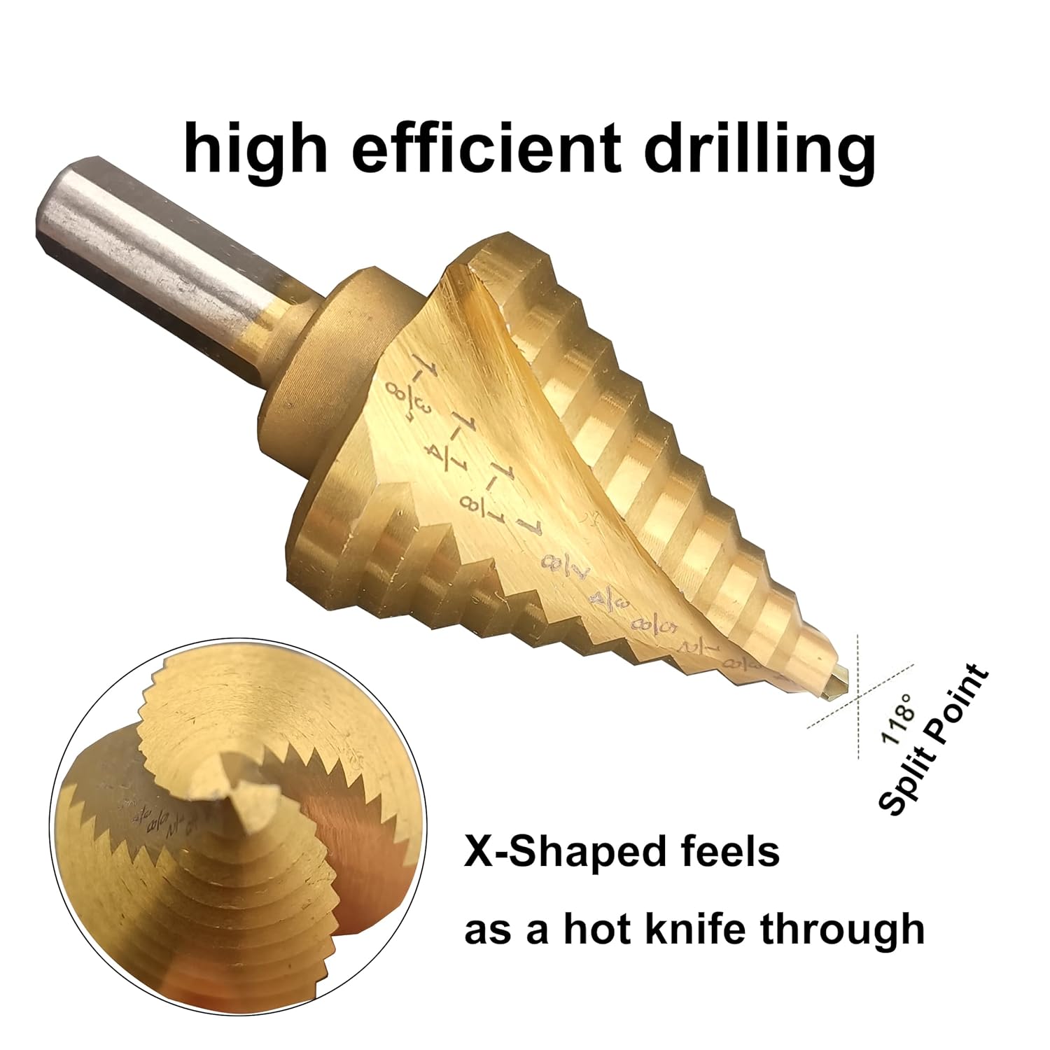 6 Pcs Step Drill Bit Set, high-Speed Steel Single Drill bits of Metal/Wood/Plastic, Suitable for DIY Enthusiasts and Home use Aluminum case, Total of 50 Sizes for Multiple Hole