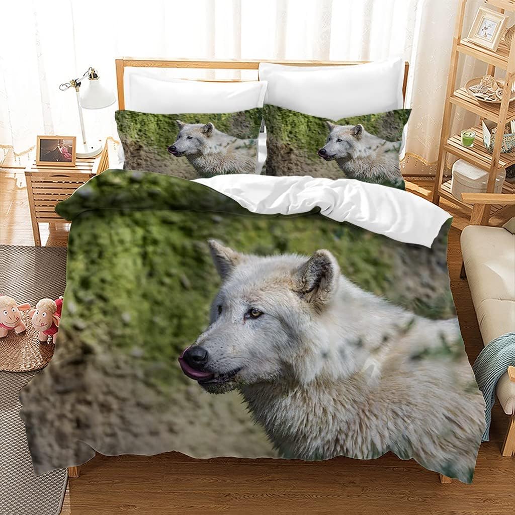 布団カバー クイーン 白いサモエ犬 可愛い 防ダニ寝具 セットマイクロファイバー 1 布団カバ 210x210 Cm 2 枕カバー 43x63 Cm 大人 ボーイズ ガールズ 寝具カバーセット サイズ 150x210cm