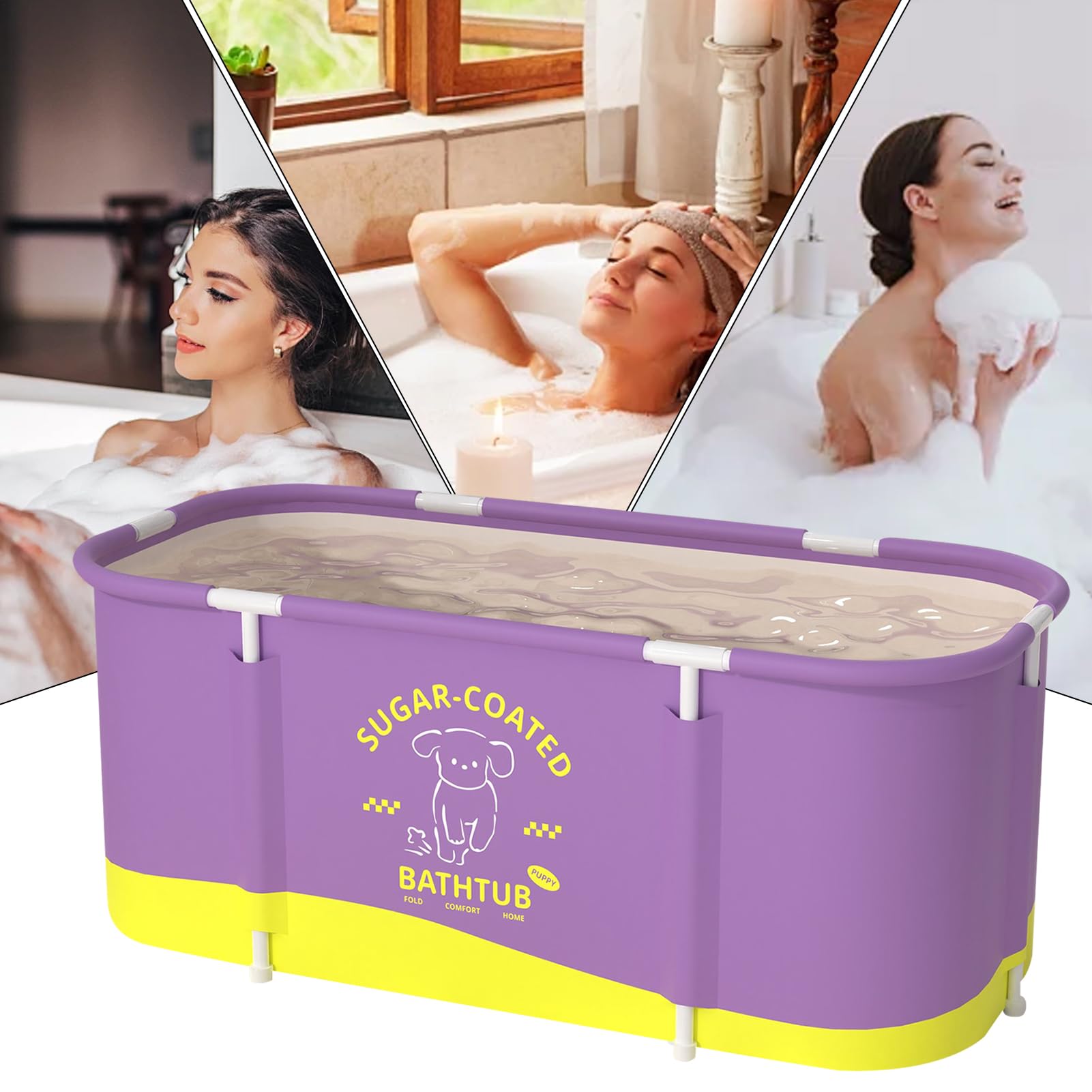 Portable Renforcée Grand Format Pliable | Bac froid 115x60x50 cm Pour Douche, Été, Piscine, Maison, Camping, Extérieur, Jardin