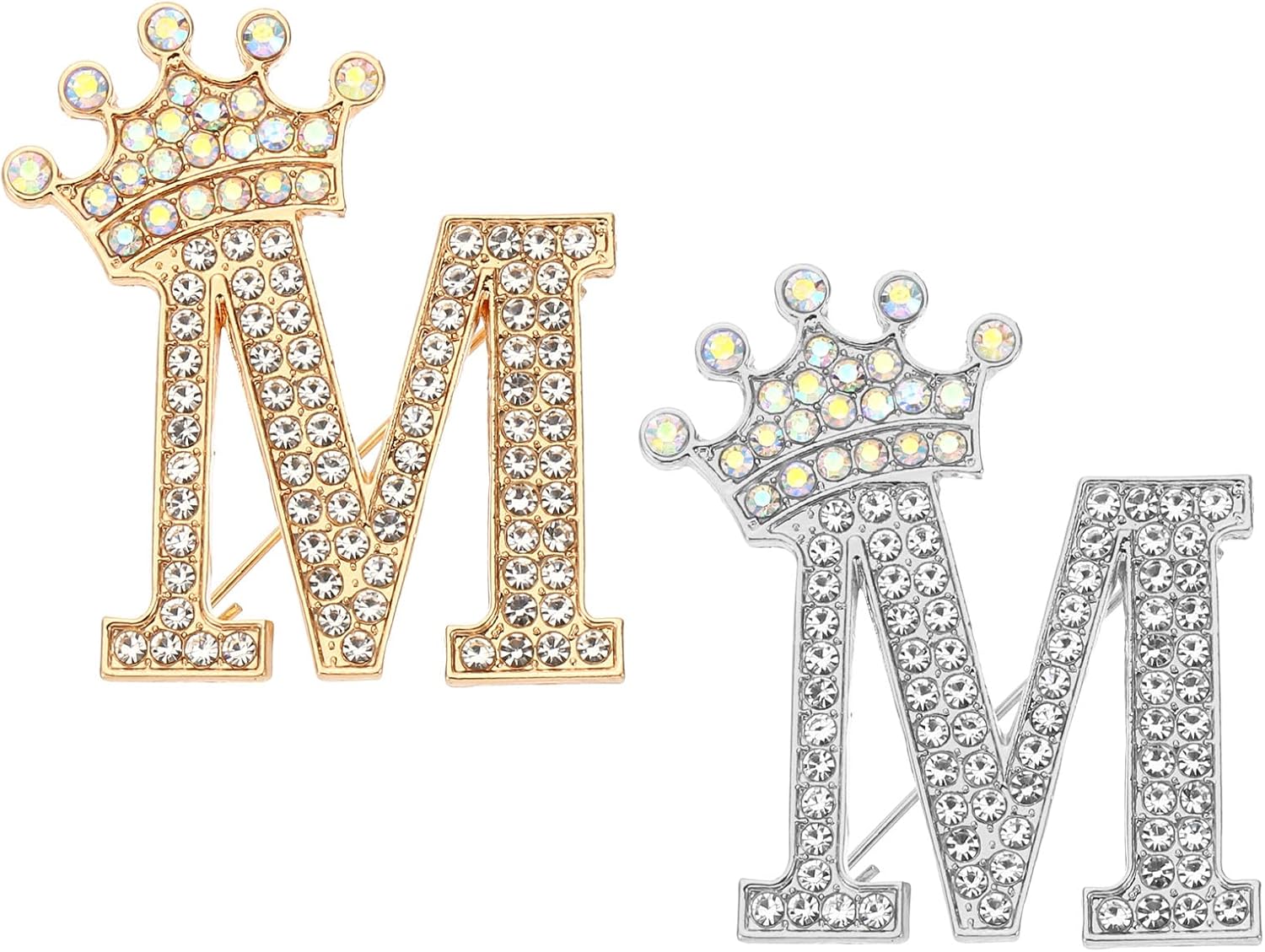 PATIKIL Letter Brooch Pins, Crown Initial Rhinestone Alphabet Letter Lapel Badges Pin for Women Suits Dress
